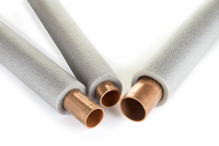 copper pipes insulated with foam