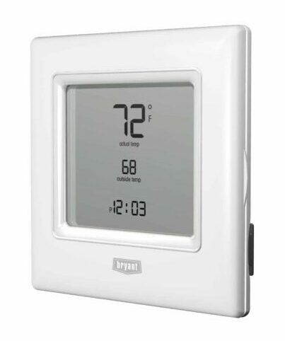programmable thermostat white with black digital numbers